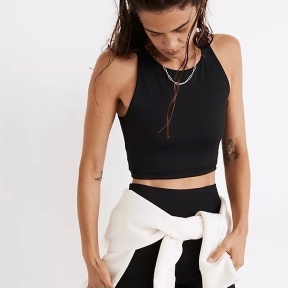 Madewell Women's Black Form Racerback Crop Top Black XXS